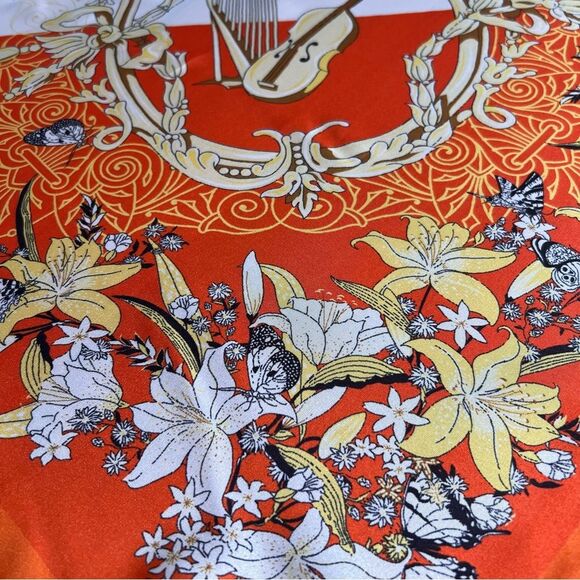 NORACORA Orange Silk Scarf 💗 excellent condition 💗 22 x 22 - Picture 3 of 6